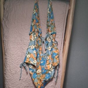 Urban Outfitters Floral One Piece - Blue, Orange, and White